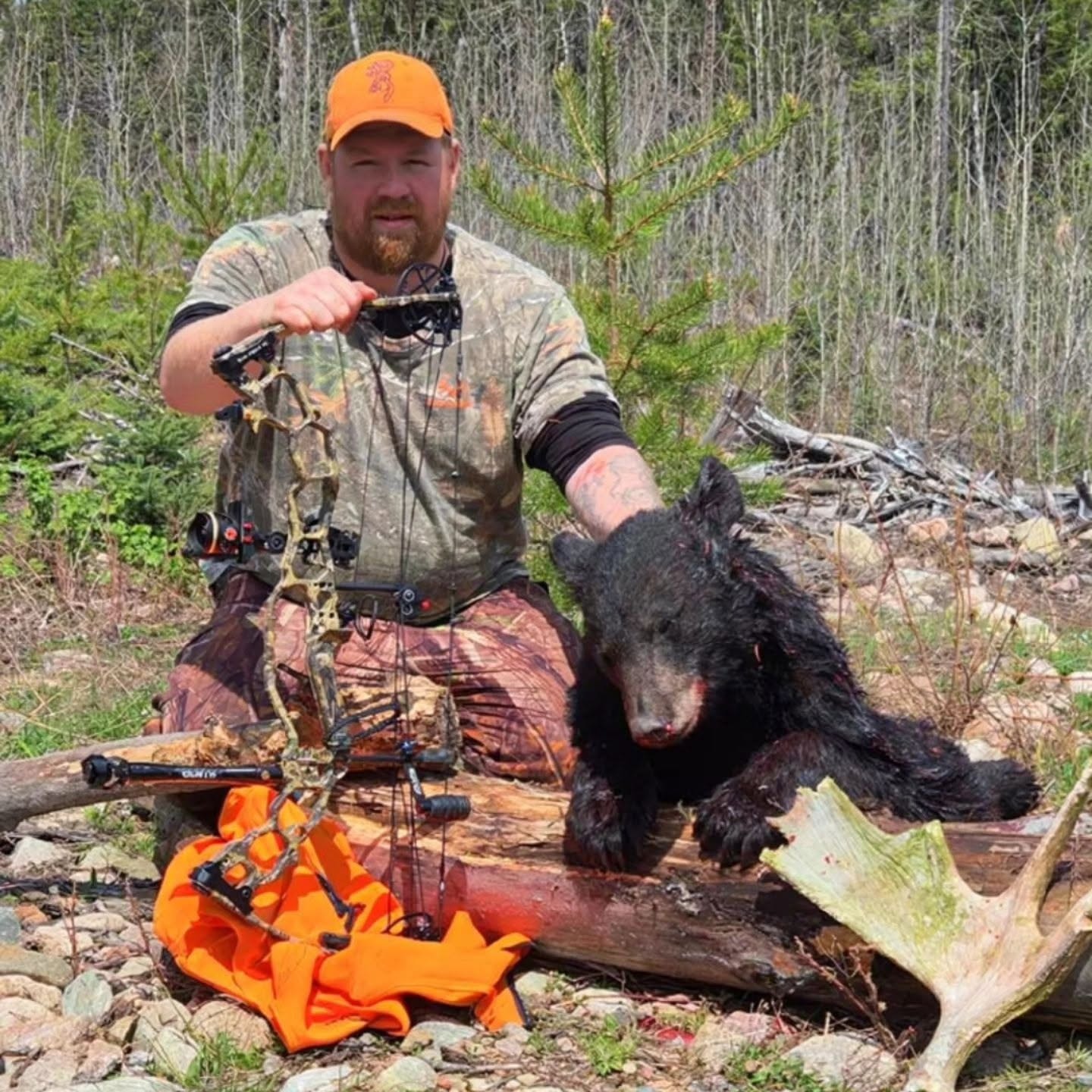 Mike with his NW Ontario spring bear taken with his APA Black Mamba 32