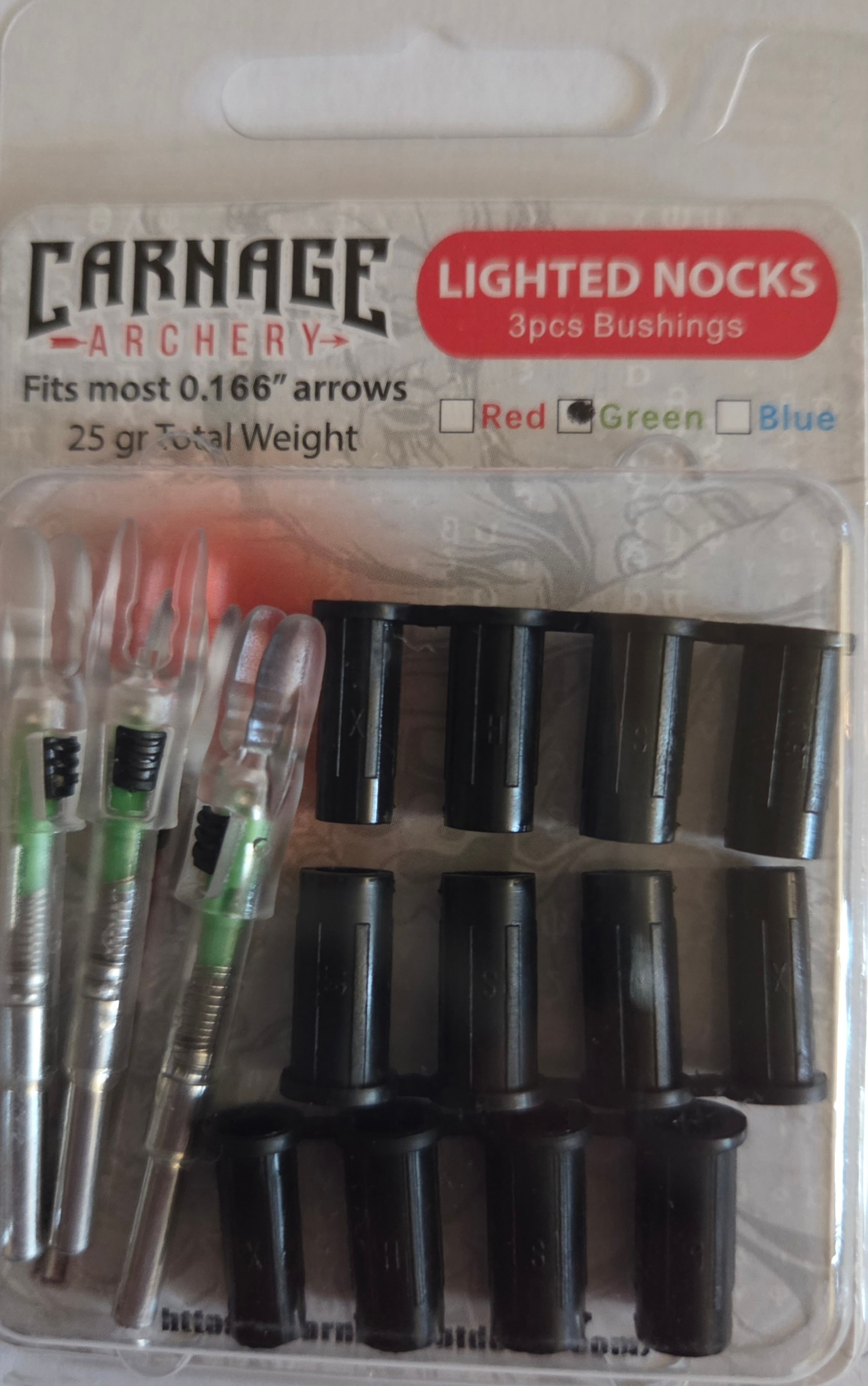 Carnage Archery Universal Fit Lighted Nocks - Red, Green & Blue